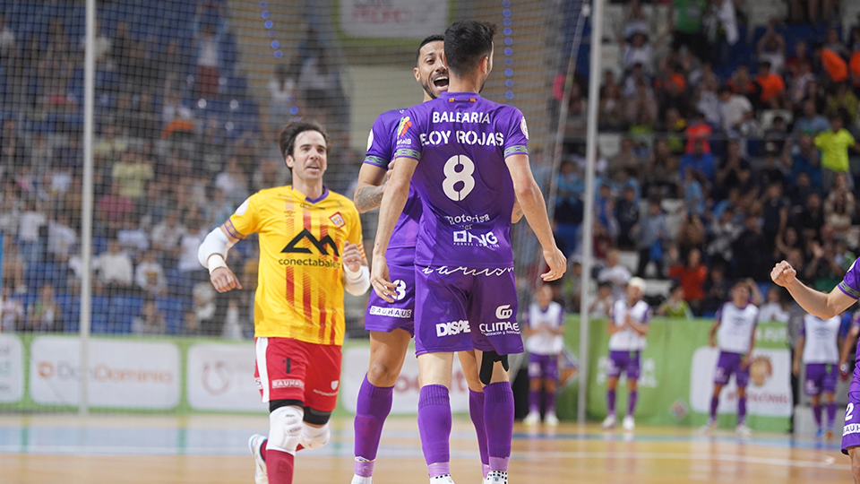 Celebración de un gol de Mallorca Palma Futsal