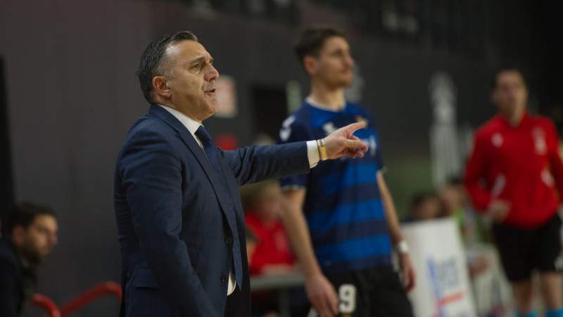 Bruno García, entrenador de Real Betis Fustal, en el partido contra Industrias Santa Coloma