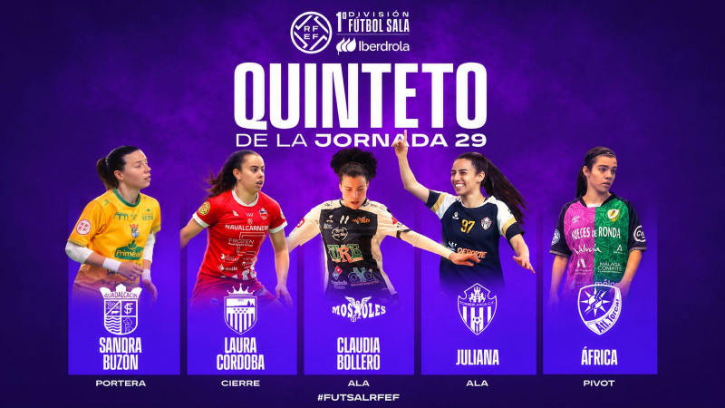 Imagen gráfica del quinteto de la jornada 29 en Primera FS Iberdrola